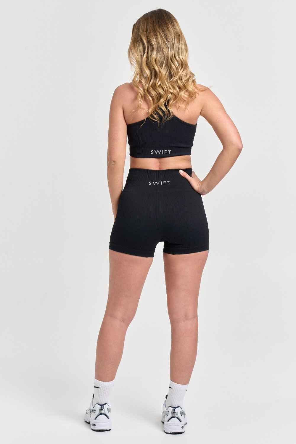 Black Ribbed Seamless Shorts