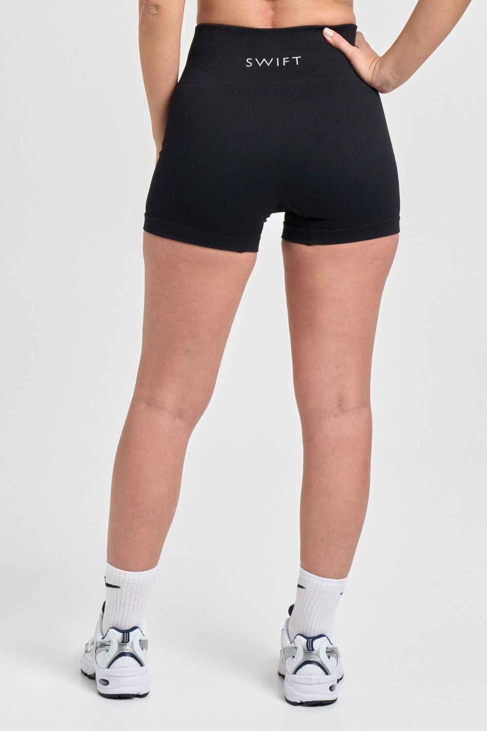 Black Ribbed Seamless Shorts