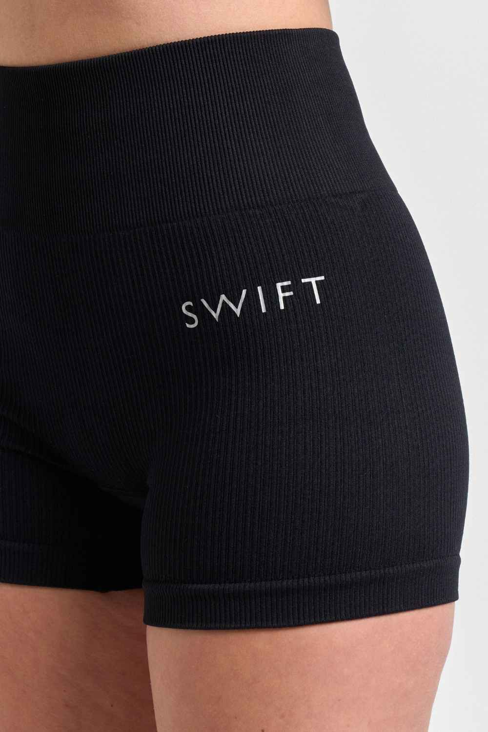 Black Ribbed Seamless Shorts