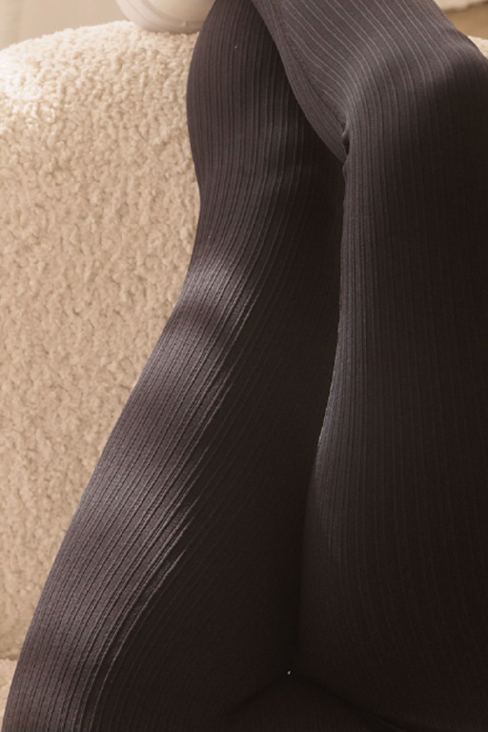 Black Ribbed Seamless Tights